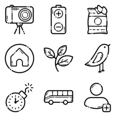 Life Flat Icon Set Isolated On White Background