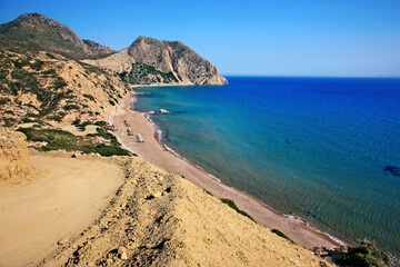 Fototapeta na wymiar Kavo Paradiso beach (Hilandriou bay), area of Kefalos, Kos island, Dodecanese, Greece.