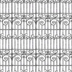 Seamless pattern of sketches decorative vintage fence