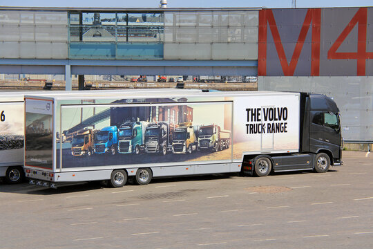 Volvo Truck Range Pictured on Volvo FH Pulled Semi Trailer.