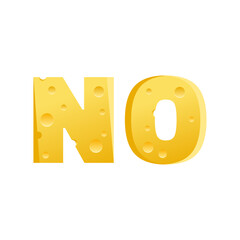 Word No from cheese letters. Vector stock illustration