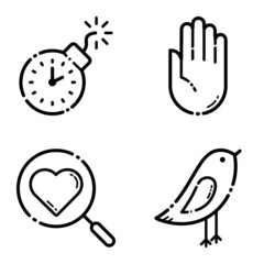 Life Flat Icon Set Isolated On White Background