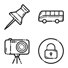 Life Flat Icon Set Isolated On White Background