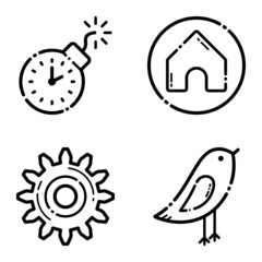 Life Flat Icon Set Isolated On White Background