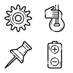 Life Flat Icon Set Isolated On White Background