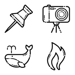 Life Flat Icon Set Isolated On White Background