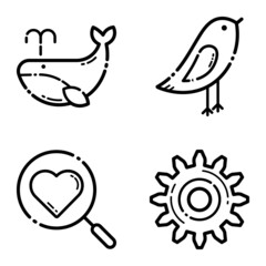 Life Flat Icon Set Isolated On White Background