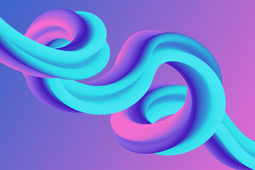 Abstract neon fluid gradient composition. Iridescent liquid shape illustration. Violet and blue curves shape the background