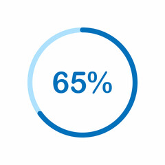 pie chart circle percentage diagram 65 percent (65%) for ui web and graphic design vector illustration