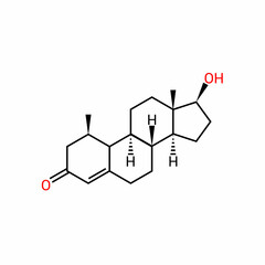 chemical structure of testosterone (C19H28O2)