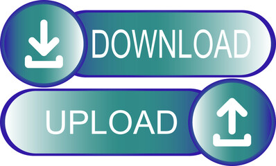Round upload and download icon, vector button for websites and internet applications, music, video and data