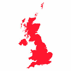 red map of United kingdom vector illustration isolated on white background