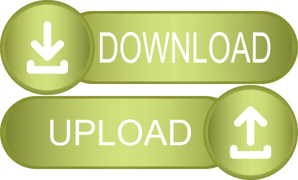 Round upload and download icon, vector button for websites and internet applications, music, video and data	