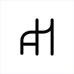 Simple Rounded Line AH Letter Logo Concept