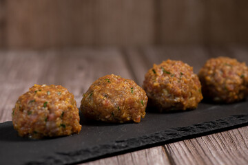 Recipe for meatballs before cooking, High quality photo