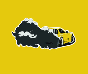 drift car, vector art for sticker or poster