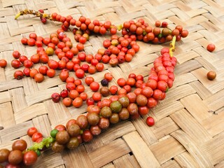 cranberries on wooden background