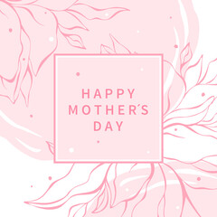 Mother's Day card with flowers in pastel colors and text. Vector illustration 