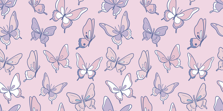 Purple Butterflies Fabric Wallpaper and Home Decor  Spoonflower