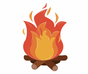 Campfire icon. Cartoon vector illustration campfire.