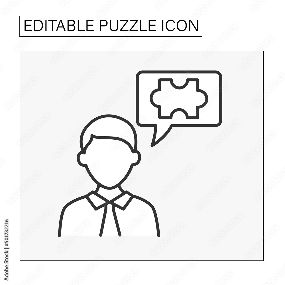 Poster brain line icon.intellectual game. overthinking. development of logical thinking. puzzle concept. is