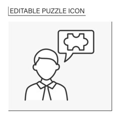  Brain line icon.Intellectual game. Overthinking. Development of logical thinking. Puzzle concept. Isolated vector illustration. Editable stroke