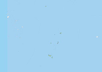 High detailed vector Tonga physical map, topographic map of Tonga on white with rivers, lakes and neighbouring countries. Vector map suitable for large prints and editing.