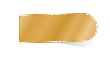 simple vector illustration of gold colored label bookmark banner on white background