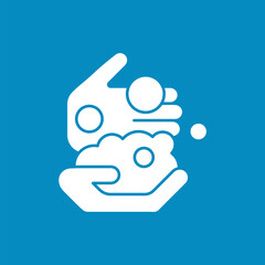  Hand washing glyph icon. Foam and bubble on palms. Hygiena concept. Filled flat sign. Isolated silhouette vector illustration