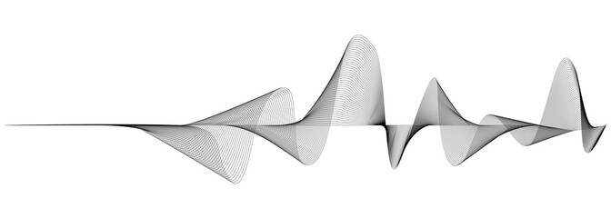 abstract vector gray colored wave melody lines on white background