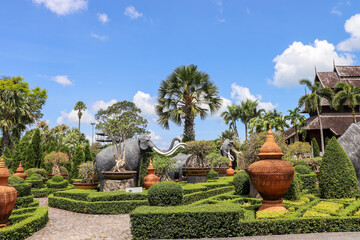 Pattaya, Chonburi, Thailand - April 22: 2022 Beautiful view of the Nong Nooch Tropical Botanical...