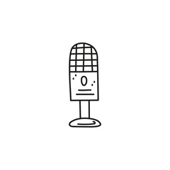 Doodle outline microphone icon.