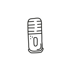 Doodle outline microphone icon.