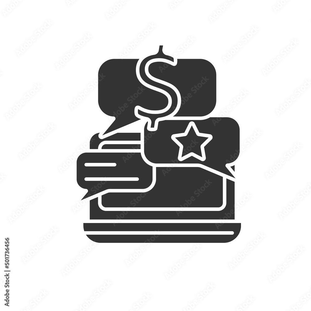 Poster instant messaging marketing glyph icon. text-based communication. chatting on computers or mobile de