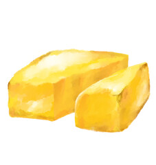 Yellow creamy butter watercolor hand painting illustration