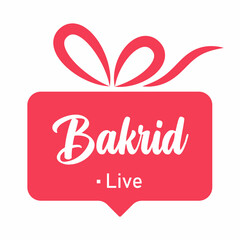 Bakrid live caption isolated on reminder box with rabbit ear graphic element vector image.