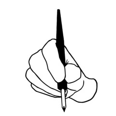 丸ペンを持つ手のベクターイラスト