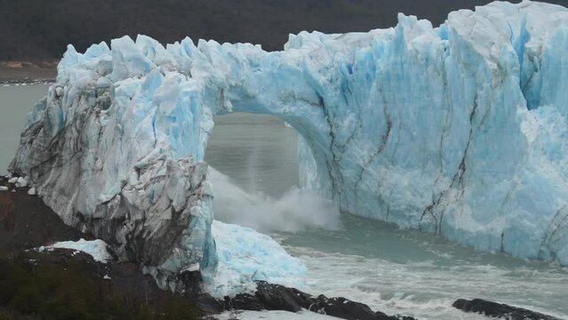 Ice collapse on the glacier Perito Moreno in Patagonia