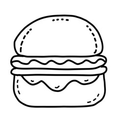 Hamburgers, bread, breakfast, Line art, Art, Outline.