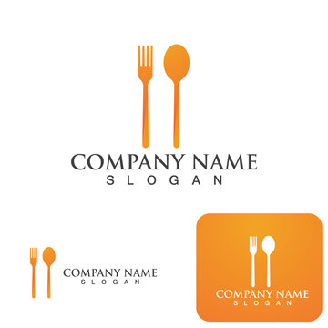 Spoon and fork logo and symbol vector