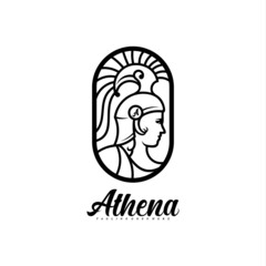 Athena the goddess logo vector illustration design. logo icon line premium