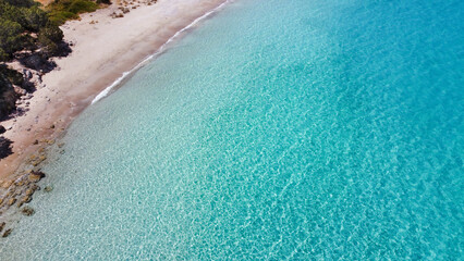 beach with crystal clear turquoise waters - Kounoupi Beach, Paralia Kounoupiou, near Porto Heli,...