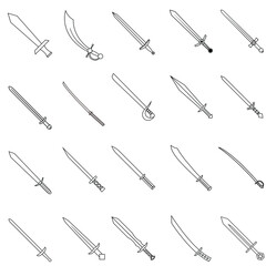 Naklejka premium Sword icon vector set. saber illustration sign collection. weapon symbol. steel logo.