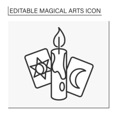  Tarot cards line icon. Card reading. Divination, future prediction. Magical arts concept. Isolated vector illustration. Editable stroke