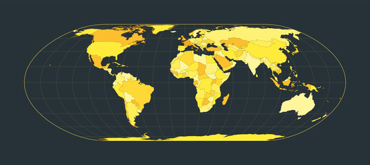 World Map. Nell-Hammer projection. Futuristic world illustration for your infographic. Bright yellow country colors. Elegant vector illustration.