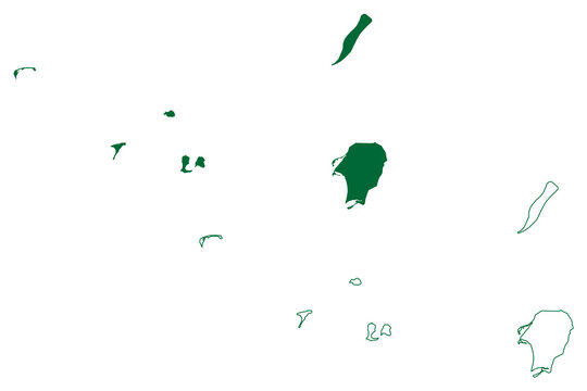 Zeila Archipelago (Republic of Somaliland) map vector illustration, scribble sketch Sacadin and Aibat, Romanized or Sa'ad ad-Din Islands map
