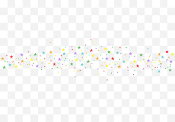 Festive colorful star confetti. Rainbow stars on transparent background. Vector illustration.