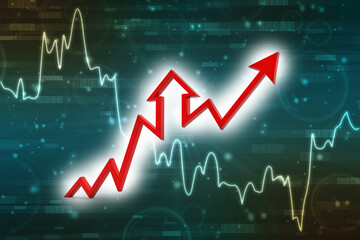 3d rendering business graph and documents. Stock market chart. Business graph background, Financial Background