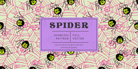 Seamless pattern with spider web on halloween