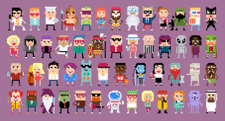 Set of funny pixel characters © Derter